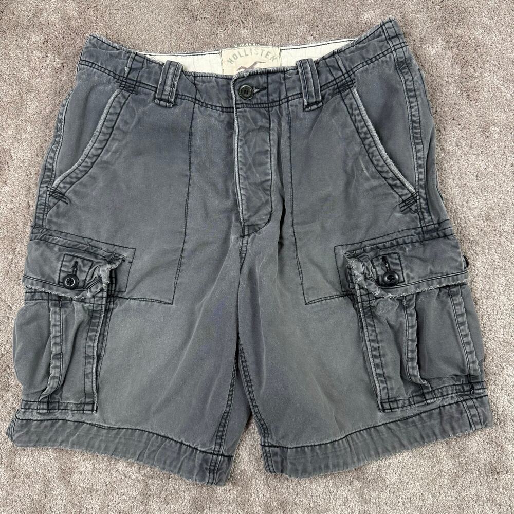Hollister Gray Cargo Shorts Multi Pocket Mens Size 31 y2k Utility Skate Preppy